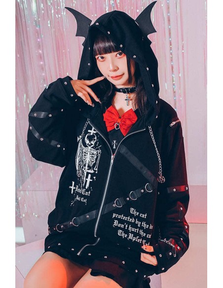 Skeleton Covenant Hoodie in Black - Jill Punk