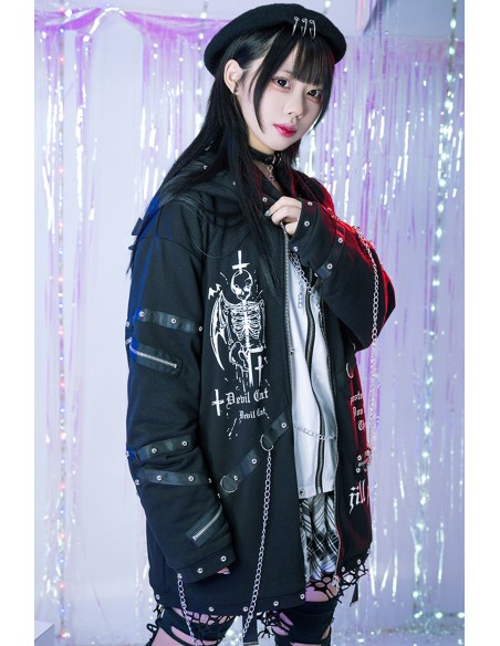 Sudadera con Capucha Skeleton Covenant en Negro - Jill Punk