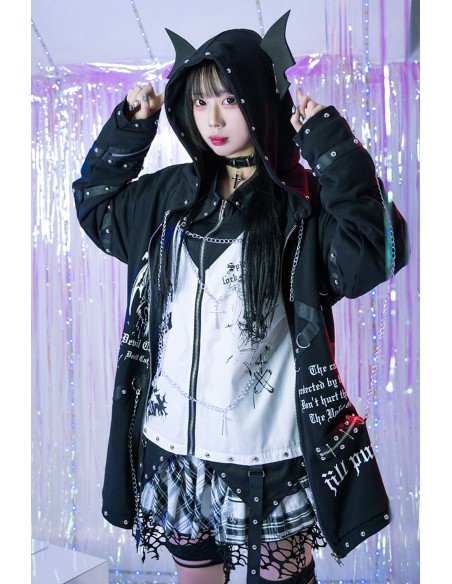 Sudadera con Capucha Skeleton Covenant en Negro - Jill Punk