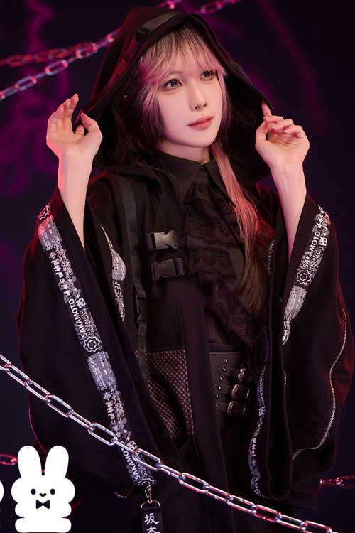 Haori Techwear con Capucha Sakamoto Ryoma en Negro - Jill Punk