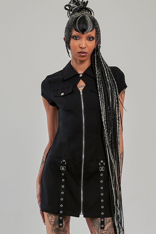 Black Zip Night Dress - Banned