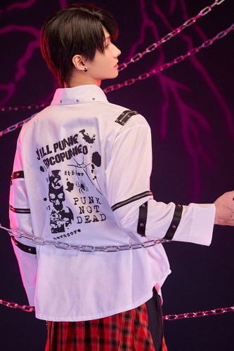 Camisa Punk con Corbata y Mangas Desmontables Punk Overture en Blanco - Jill Punk 2