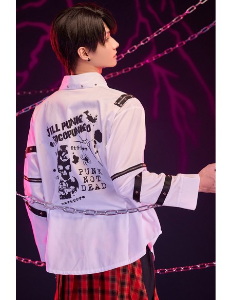 Punk Shirt with Tie and Detachable Sleeves Punk Overture in White - Jill Punk
