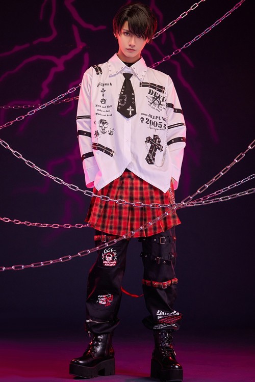 Punk Shirt with Tie and Detachable Sleeves Punk Overture in White - Jill Punk