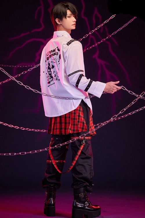 Camisa Punk con Corbata y Mangas Desmontables Punk Overture en Blanco - Jill Punk