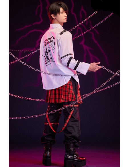 Punk Shirt with Tie and Detachable Sleeves Punk Overture in White - Jill Punk