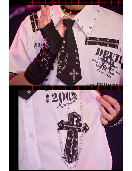 Punk Shirt with Tie and Detachable Sleeves Punk Overture in White - Jill Punk