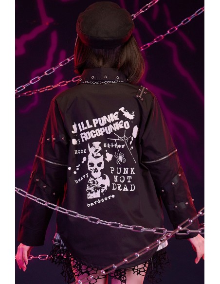 Camisa Punk con Corbata y Mangas Desmontables Punk Overture en Negro - Jill Punk