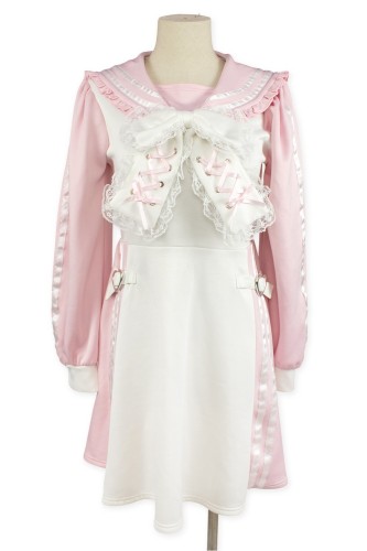 [2a mano] Vestido Sailor Tenshi Kaiwai en Rosa x Blanco - Ank Rouge