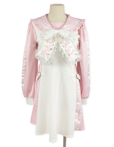 [2a mano] Vestido Sailor Tenshi Kaiwai en Rosa x Blanco - Ank Rouge