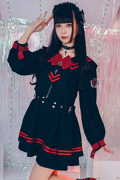 Vestido de Una Pieza Archangel Academy en Negro x Rojo- Jill Punk