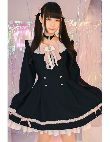 Vestido de Manga Larga con Capa Love Magic Circle en Negro - Jill Punk