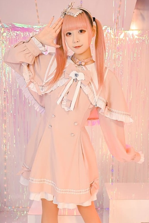 Vestido de Manga Larga con Capa Love Magic Circle en Rosa - Jill Punk