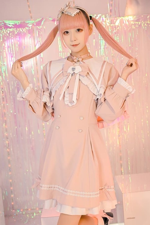Love Magic Circle Long Sleeve Dress with Cape in Pink - Jill Punk