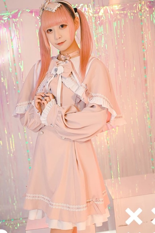 Love Magic Circle Long Sleeve Dress with Cape in Pink - Jill Punk