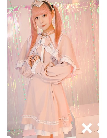 Love Magic Circle Long Sleeve Dress with Cape in Pink - Jill Punk