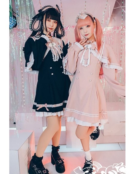 Vestido de Manga Larga con Capa Love Magic Circle en Rosa - Jill Punk