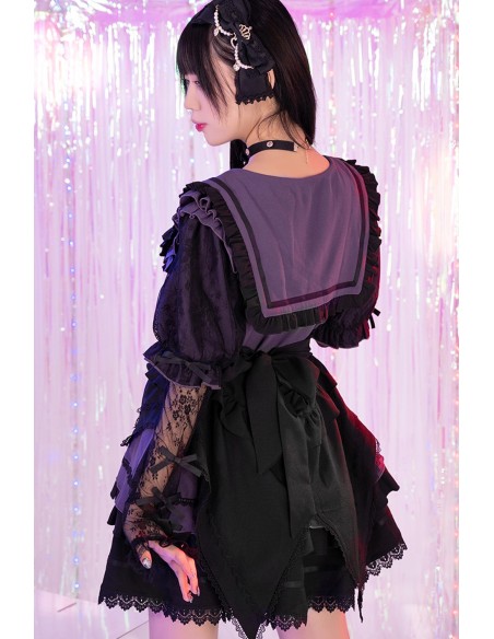 Set 3 Piezas Vestido + Manguitos + Sobrefalda Roman Serenade Violeta x Negro - Jill Punk