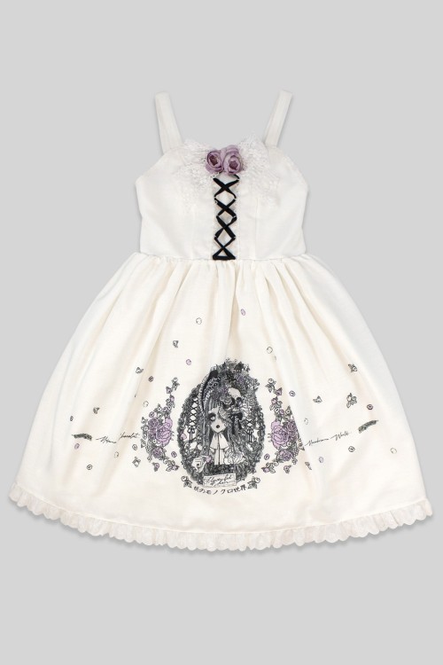 Yoh's Monochrome World x Madame Chocolat - JSK Dress Yasasii Yume White x Lavender