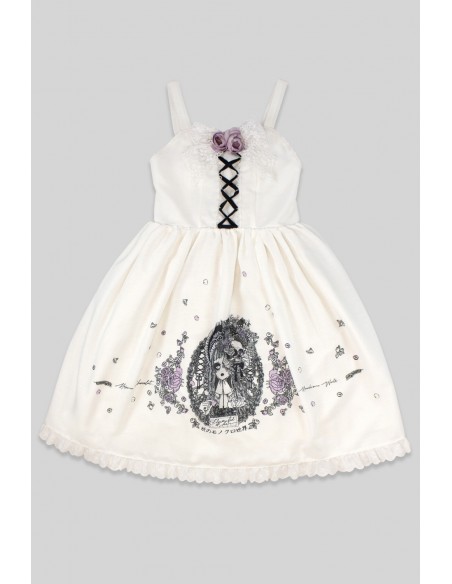 Yoh's Monochrome World x Madame Chocolat - JSK Dress Yasasii Yume White x Lavender