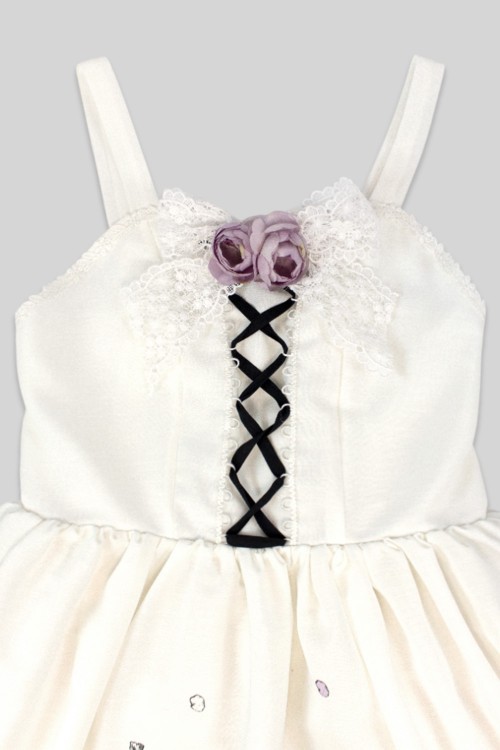 Yoh's Monochrome World x Madame Chocolat - Vestido JSK Yasasii Yume Blanco x Lavanda
