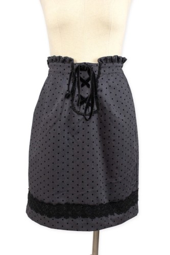 [Second hand] Velvet Polka Dot Pencil Skirt in Grey - Axes Femme