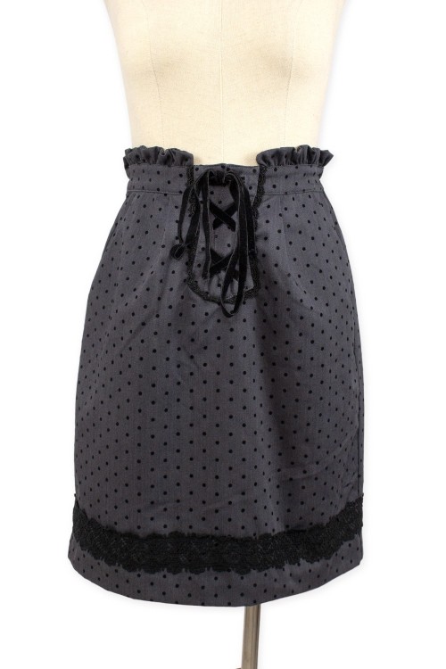 [2a mano] Falda de Tubo Velvet Polka Dot en Gris - Axes Femme