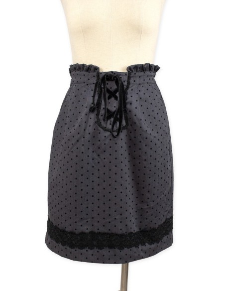 [2a mano] Falda de Tubo Velvet Polka Dot en Gris - Axes Femme