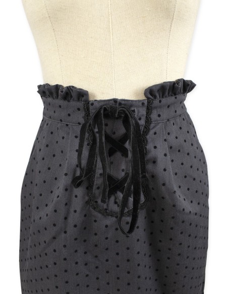 [2a mano] Falda de Tubo Velvet Polka Dot en Gris - Axes Femme