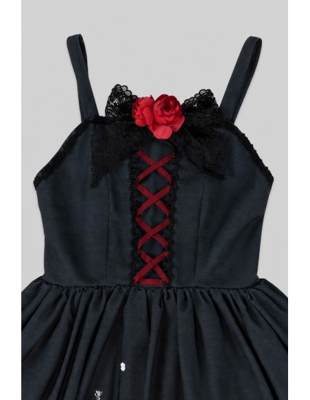 Yoh's Monochrome World x Madame Chocolat - Vestido JSK Yasasii Yume Negro x Rojo