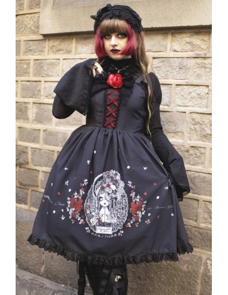 Yoh's Monochrome World x Madame Chocolat - JSK Dress Yasasii Yume Black x Red