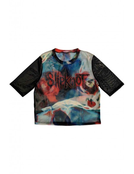 Camiseta SLIPKNOT: Crop Top de Gasa Logo & Face - Official