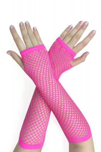 Fishnet Armwarmers - Neon Pink