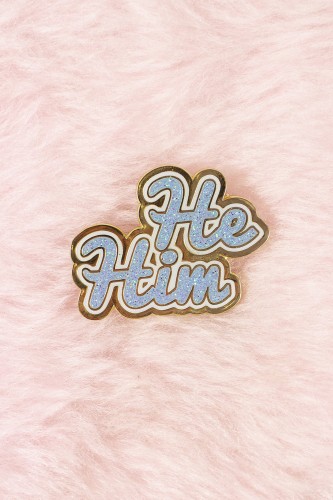 He/Him Enamel Pin - Blue