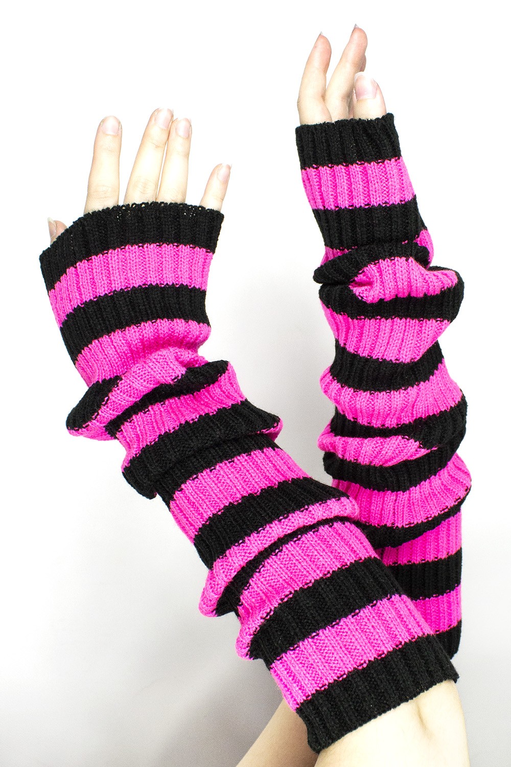 55cm Arm & Leg Warmer - Black x Hot Pink