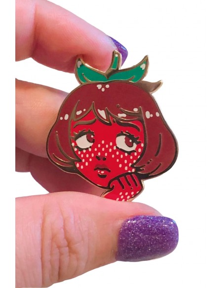 Strawberry Skin Enamel Pin ~ Lulu VanHoagland