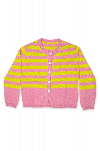 Stripe Knit Cardigan Pink x...