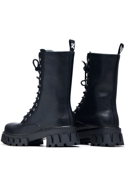 Siren Lace Up Boots Black - Koi