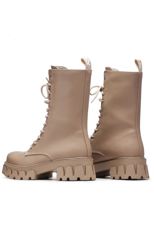 Siren Lace Up Boots Beige - Koi