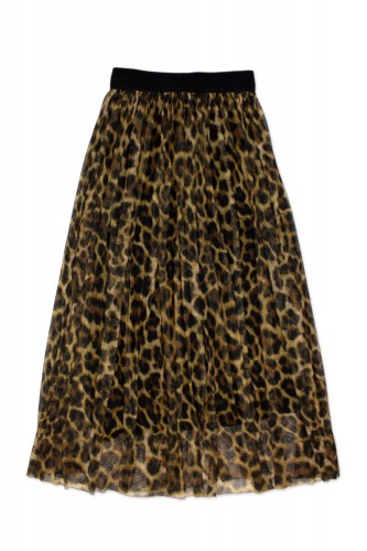 Leopard Mesh Skirt - Brown