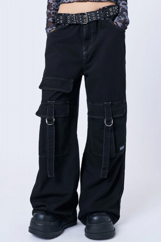 Tyra Black Cargo Pants-...