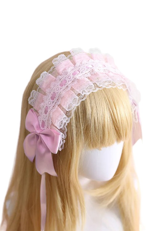 Headdress Cofia Lolita - Rosa Pastel