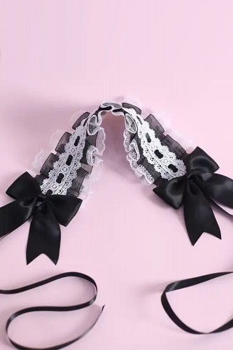 Headdress Cofia Lolita - Negro x Blanco 2