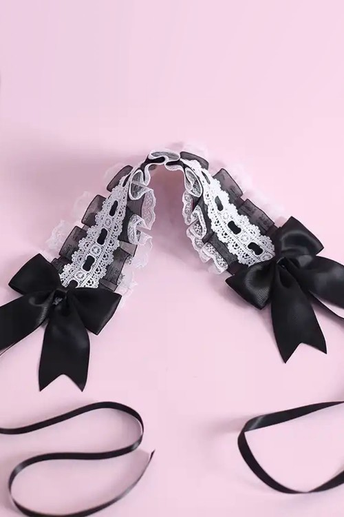 Headdress Cofia Lolita - Negro x Blanco