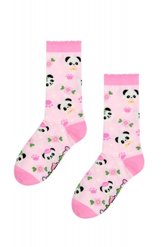 Pink Panda Mid High Socks -...