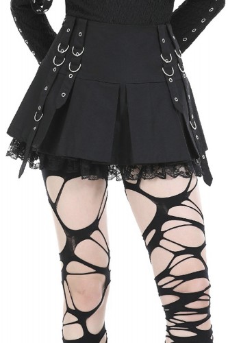 Punk Metal Pleated Skirt...