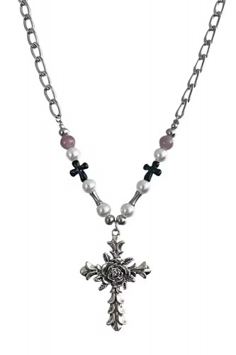 Penance Cross Necklace - Black