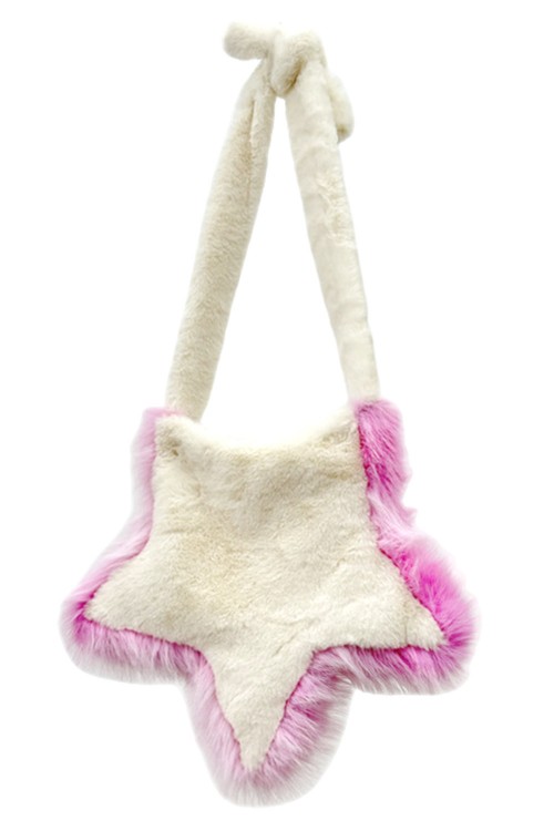 Plush Star Bag - White x Pink