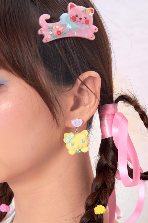 Retro Cat Earring Yellow - Lutra Jump