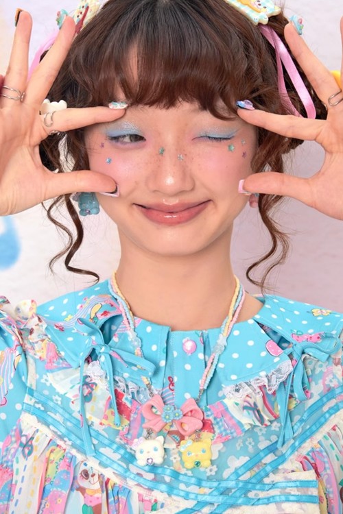 Retro Cat Ribbon Necklace Pink x White x Yellow - Lutra Jump